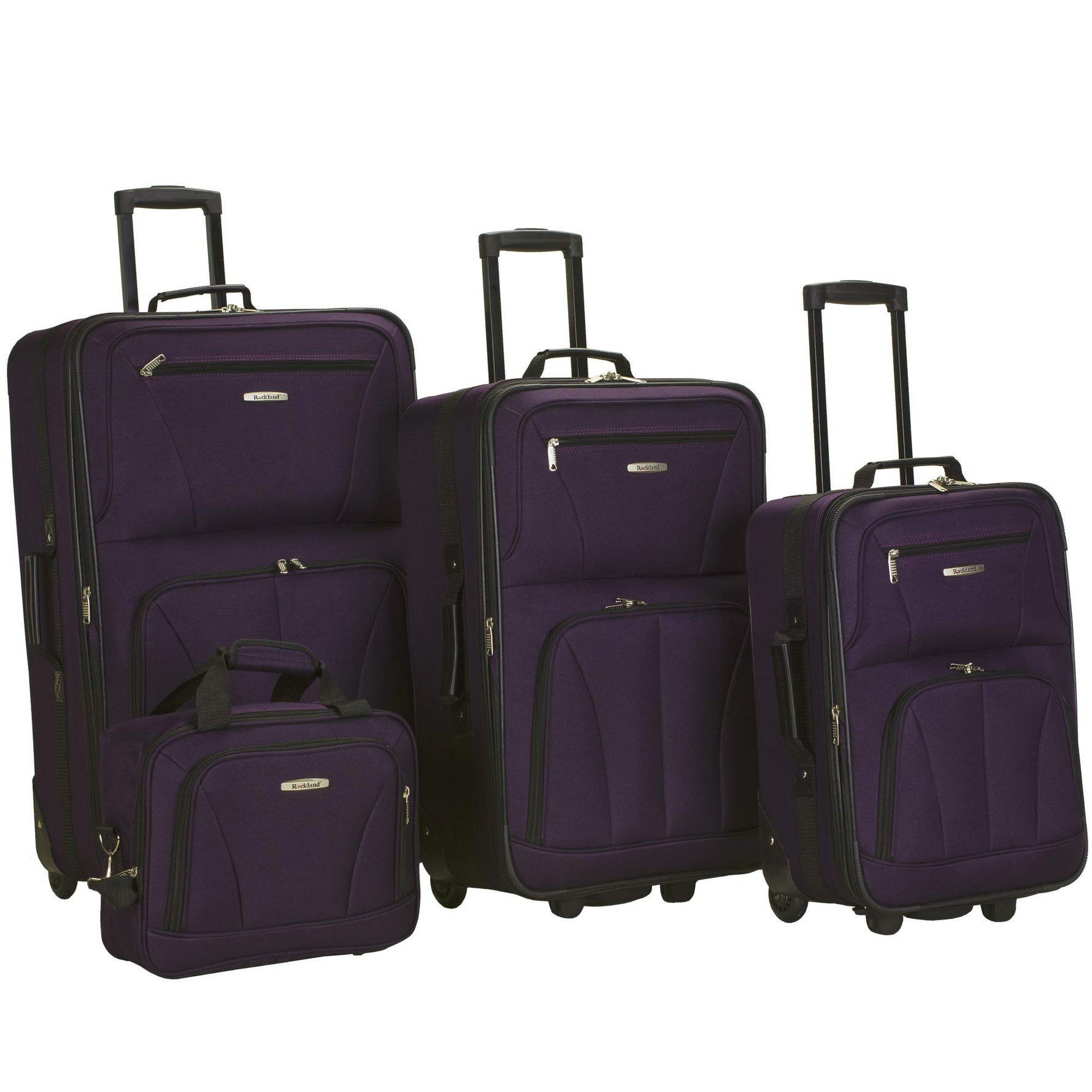 Rockland Fashion Softside 2 Piece Luggage Set, Expandable, (14" Tote/19" Upright), Purple