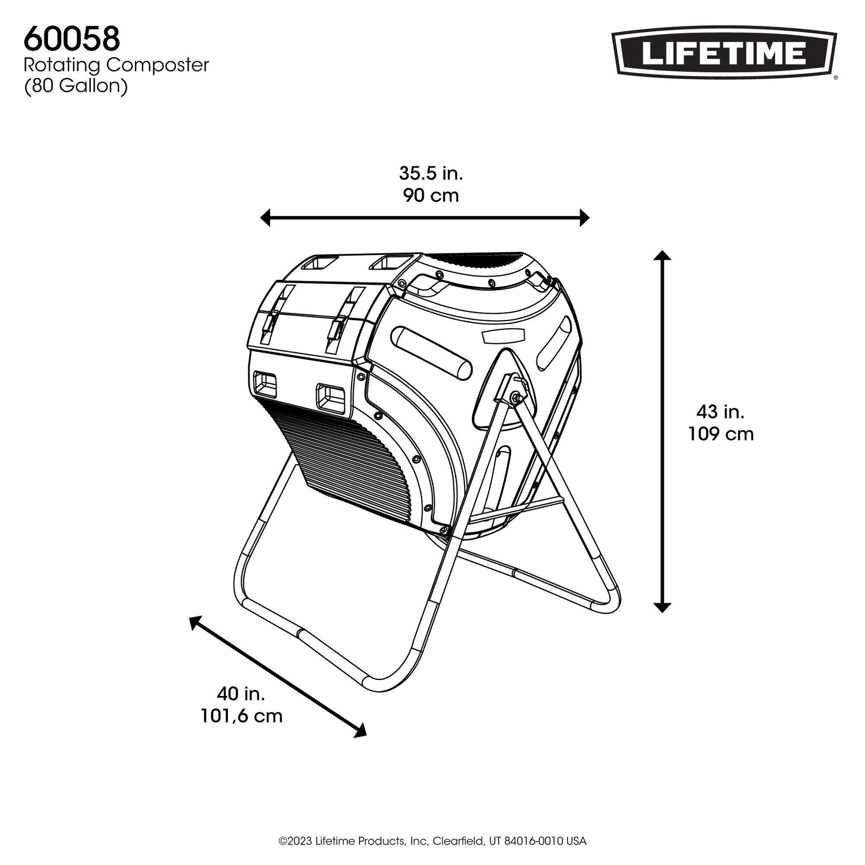 Lifetime 60058 Compost Tumbler, Black, 80-Gallon