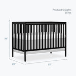 Dream On Me Synergy 5-in-1 Convertible Full-Size Baby Crib with Toddler, Day & Full Bed Conversion in White, GreenGuard Gold & BSA, 3 Mattress Heights, Sustainable Pinewood