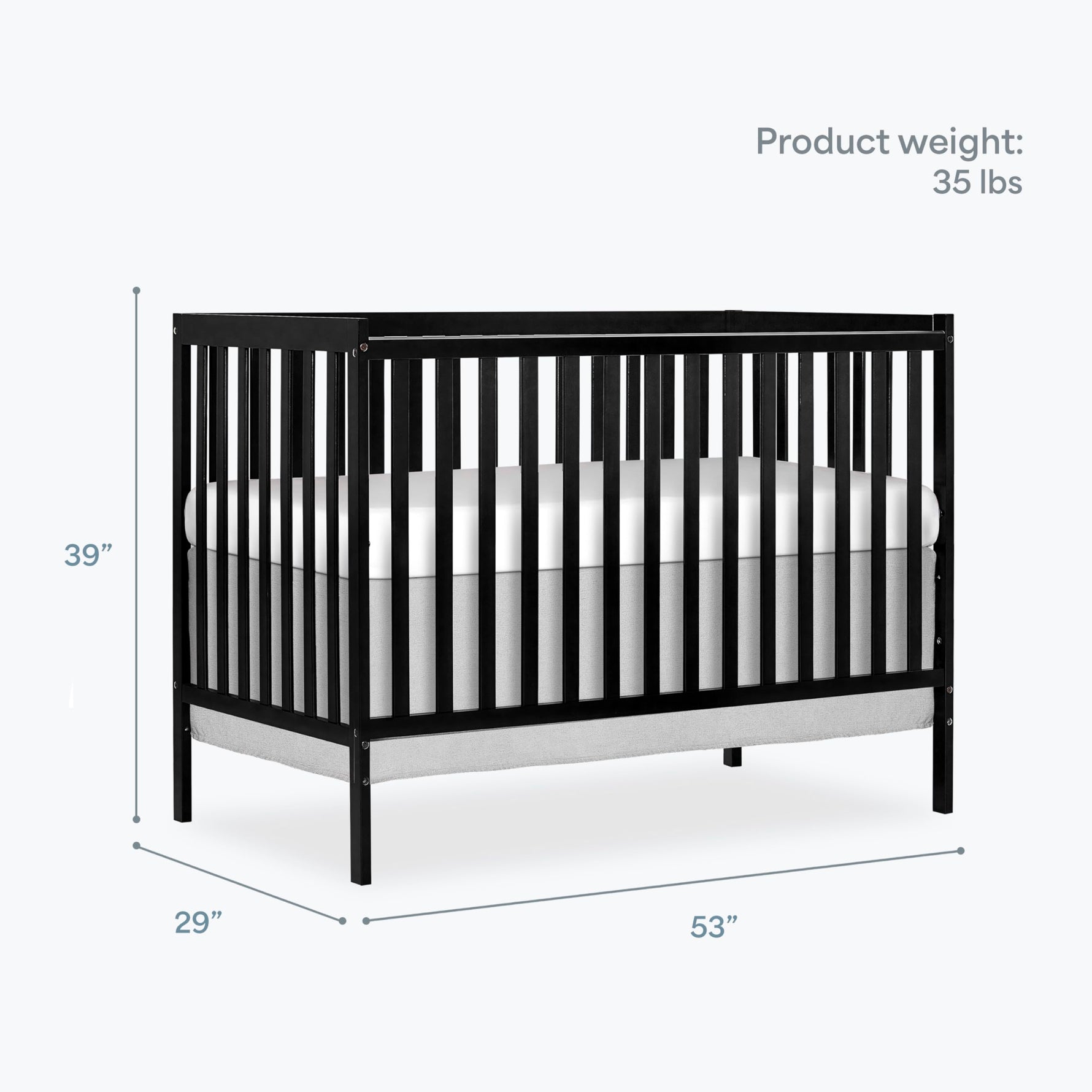 Dream On Me Synergy 5-in-1 Convertible Full-Size Baby Crib with Toddler, Day & Full Bed Conversion in White, GreenGuard Gold & BSA, 3 Mattress Heights, Sustainable Pinewood