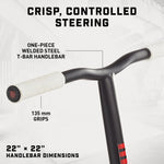 Mongoose Rise 100 Freestyle Stunt Trick Scooter, Lightweight Alloy Deck & Heavy-Duty Frame Up to 220 lbs., Bike-Style Grip, High Impact 100mm Wheels, White/Red