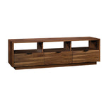 Sauder Harvey Park Modern TV Stand Media Console Credenza with Drawers and Storage Shelves, in Raven Oak