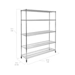 UltraDurable 5-Tier NSF Steel Wire Shelving, 48"W x 24"D x 76"H, Black | Heavy-duty commercial-grade solid steel wire storage rack featuring 800 pounds per shelf weight capacity