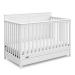 Graco Hadley 5-in-1 Convertible Crib with Drawer – GREENGUARD Gold Certified, Fits Standard Crib Mattress, Converts to Toddler Bed, Daybed and Full Bed, 4 Adjustable Mattress Heights (White)