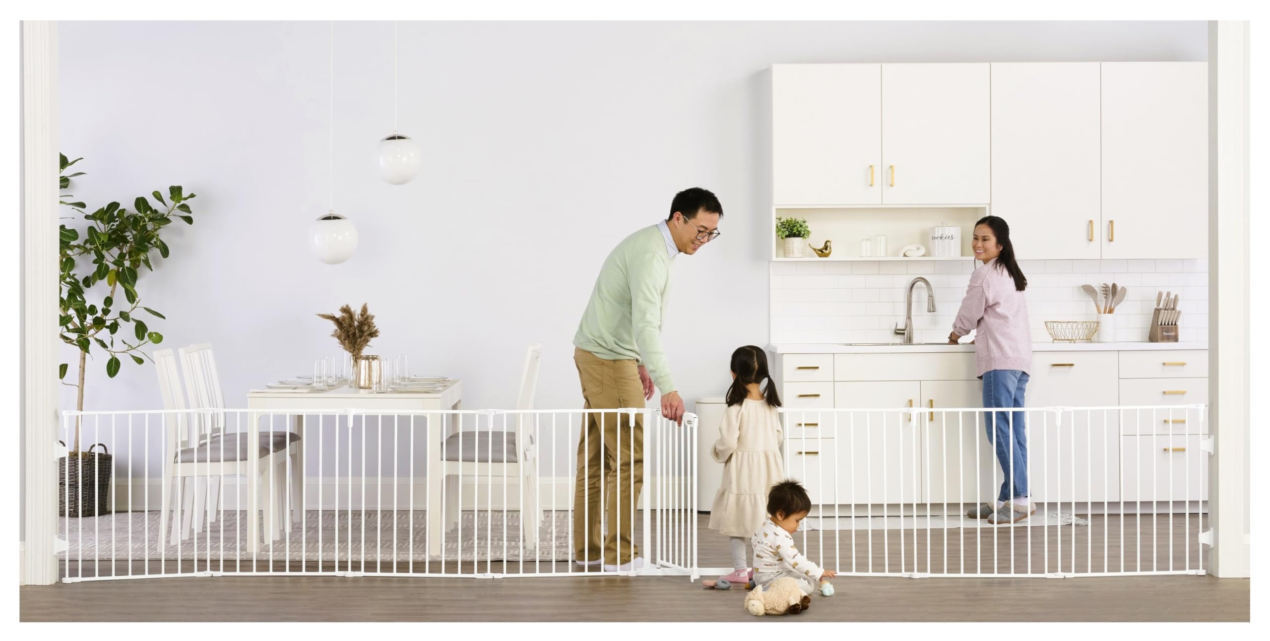 Regalo Safety 192" Super Wide Baby Gate & Play Yard, 2-in-1 Convertible Extra Wide Safety Barrier, Hardware Mounted for Toddlers & Pets, Tested & Safe for 30 Years, American Designed & Owned, White