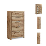 Signature Design by Ashley Cayboni Vintage 5 Drawer Wide Chest with Safety Stop for Bedroom, White