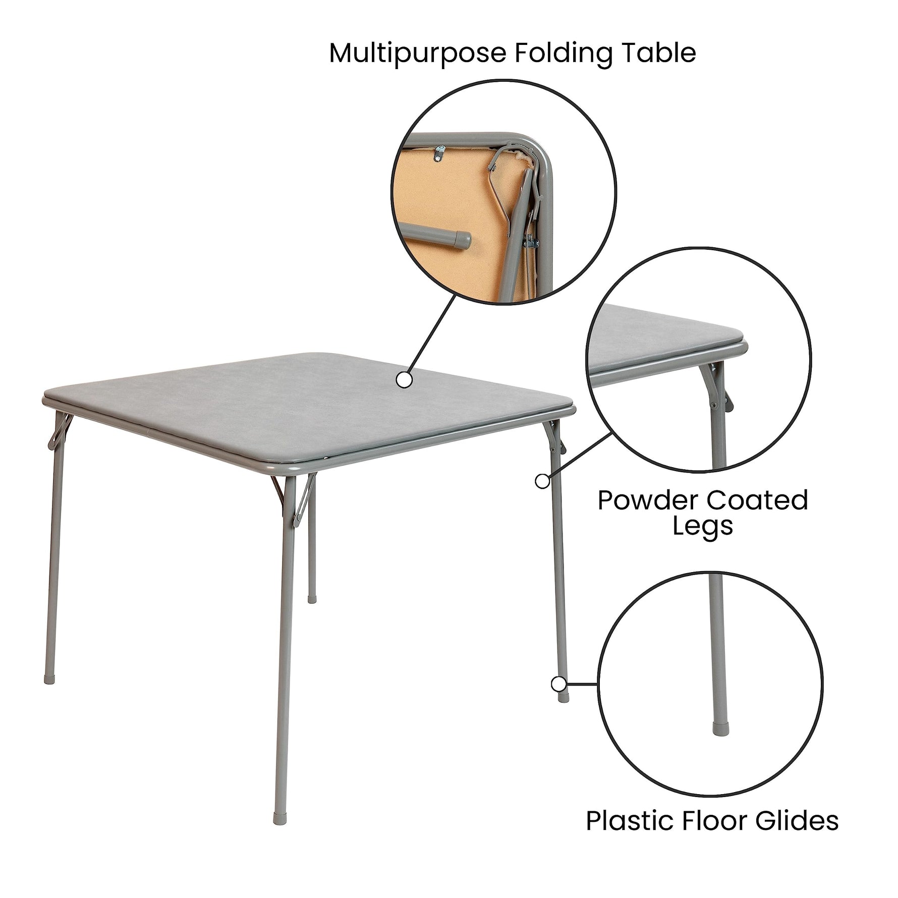 Flash Furniture Madelyn 33.5" Square Folding Multipurpose Card Table with Padded Vinyl Top, Portable Folding Game Table for 4 Players, Black