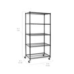 UltraDurable 5-Tier NSF Steel Wire Shelving, 48"W x 24"D x 76"H, Black | Heavy-duty commercial-grade solid steel wire storage rack featuring 800 pounds per shelf weight capacity