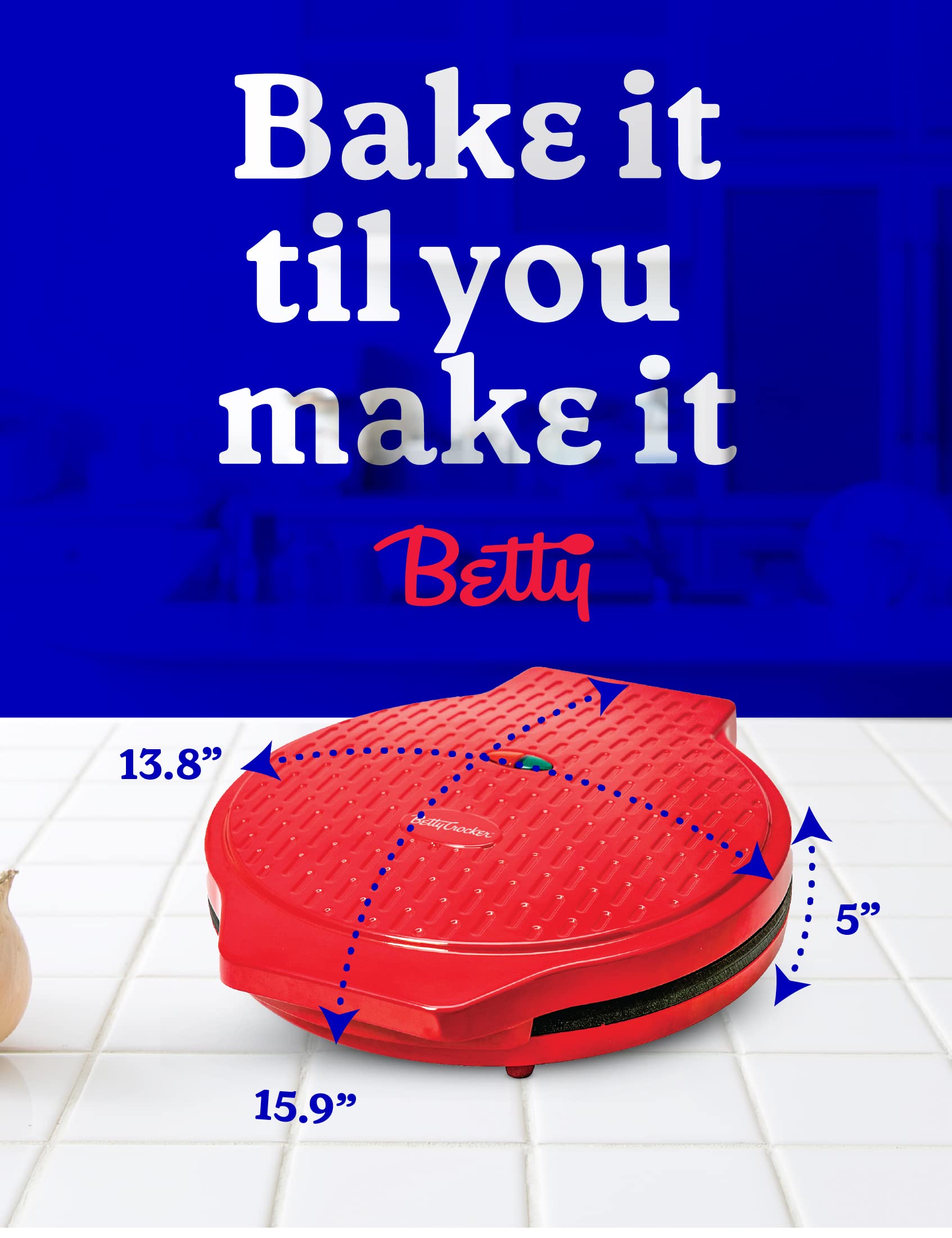 Betty Crocker Pizza Maker Plus, 12" Indoor Electric Grill, Nonstick Griddle Pan for Pizzas, Quesadillas, Tortillas, Nachos and more, 12" Electric Griddle for Delicious Meals and Snacks, Red