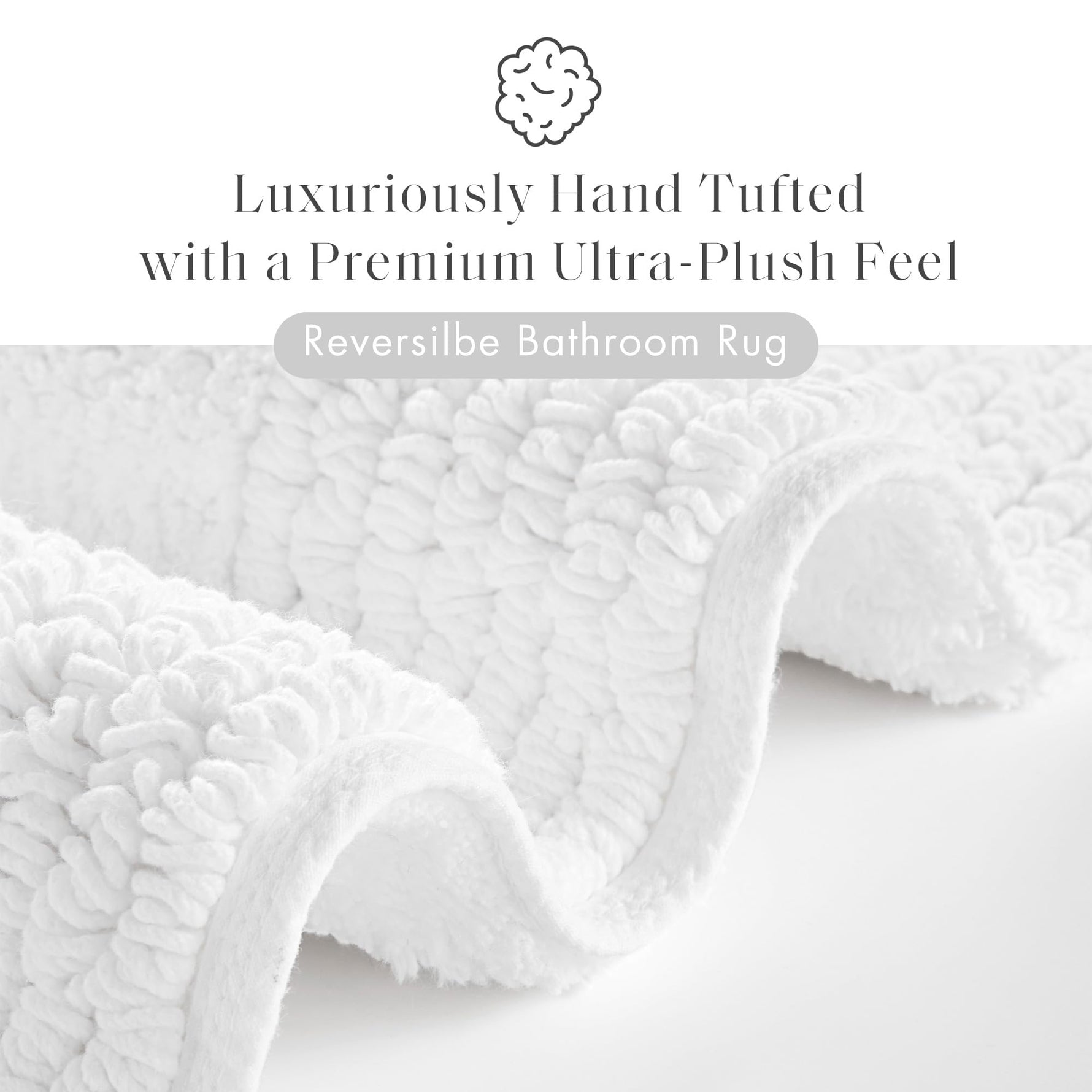 Madison Park Splendor Reversible 100% Cotton Tufted Bathroom Rug-3000 GSM Hotel Quality Luxurious Plush Medium Pile Bath Mat Absorbent, Quick Dry, Shower Room Décor, 21x34, White