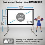 Elite Screens 120-INCH Projector Screen|Outdoor Indoor Movie Screens|16:9 Freestanding Portable Foldable ProjectionStand|Home Theater, OMS120H2