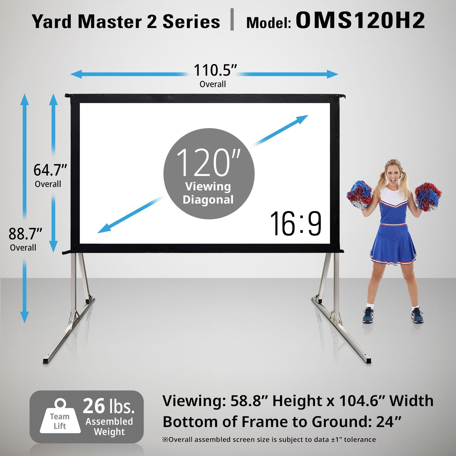 Elite Screens 120-INCH Projector Screen|Outdoor Indoor Movie Screens|16:9 Freestanding Portable Foldable ProjectionStand|Home Theater, OMS120H2