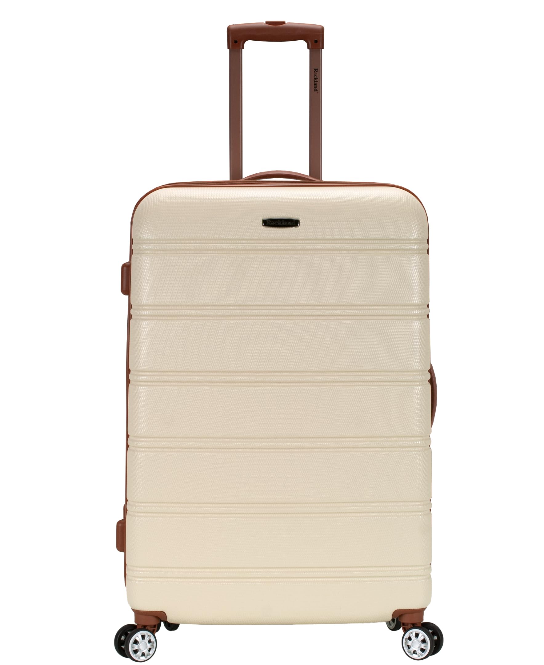 Rockland Melbourne Hardside Expandable Spinner Wheel Luggage, Checked Large 28", Black