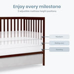 Dream On Me Synergy 5-in-1 Convertible Full-Size Baby Crib with Toddler, Day & Full Bed Conversion in White, GreenGuard Gold & BSA, 3 Mattress Heights, Sustainable Pinewood