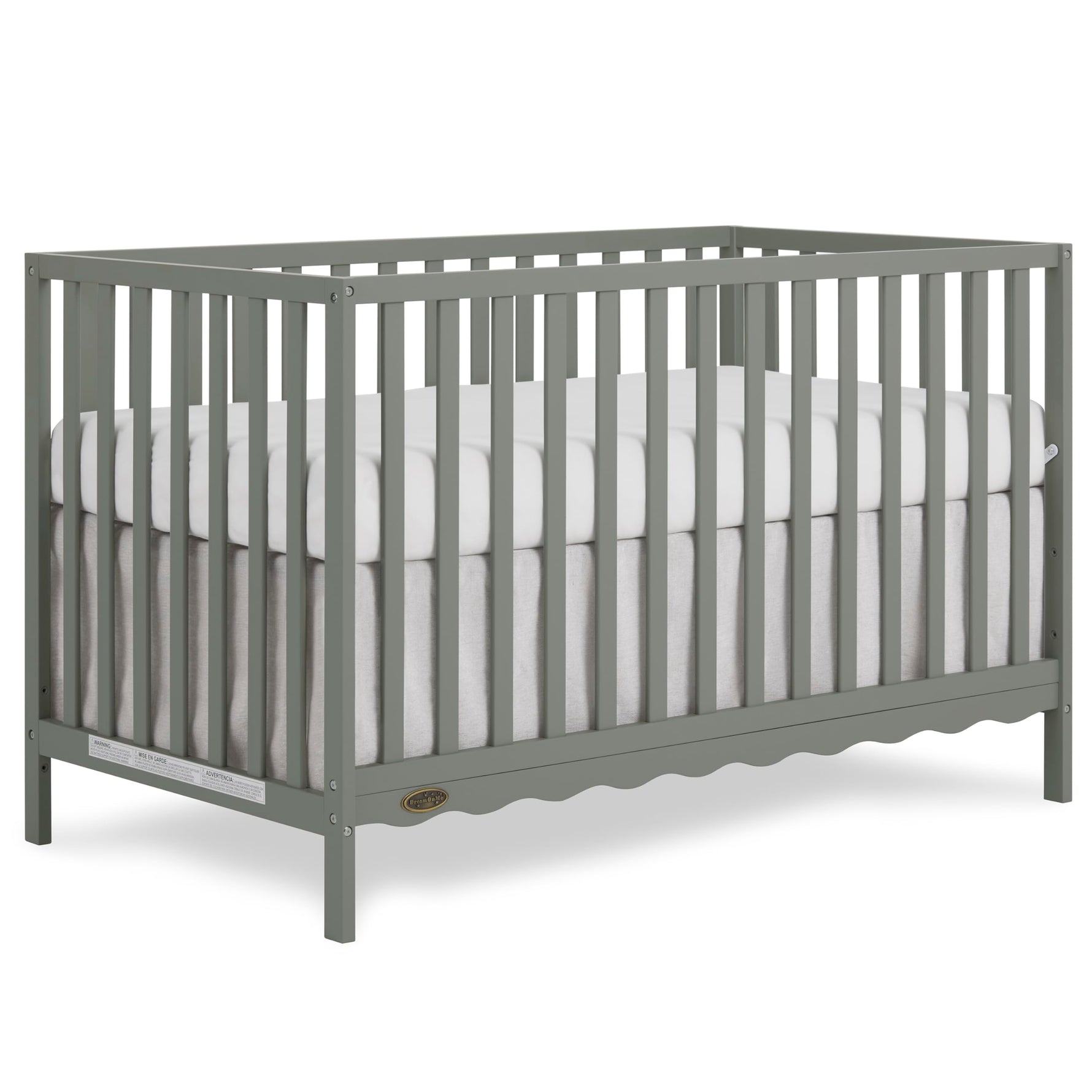 Dream On Me Synergy 5-in-1 Convertible Full-Size Baby Crib with Toddler, Day & Full Bed Conversion in White, GreenGuard Gold & BSA, 3 Mattress Heights, Sustainable Pinewood