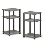 Furinno JUST Side Table, 3-Tier End Table, Open Shelves Night Stand, Bedside Table, Toolless Assembly, for Living Room, Bedroom, Bathroom, Columbia Walnut