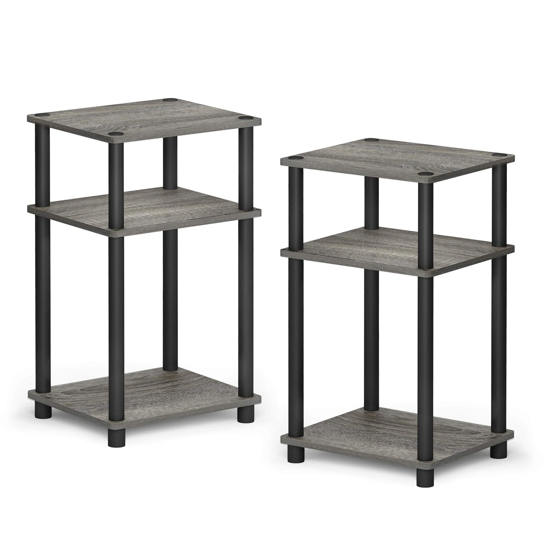 Furinno JUST Side Table, 3-Tier End Table, Open Shelves Night Stand, Bedside Table, Toolless Assembly, for Living Room, Bedroom, Bathroom, Columbia Walnut