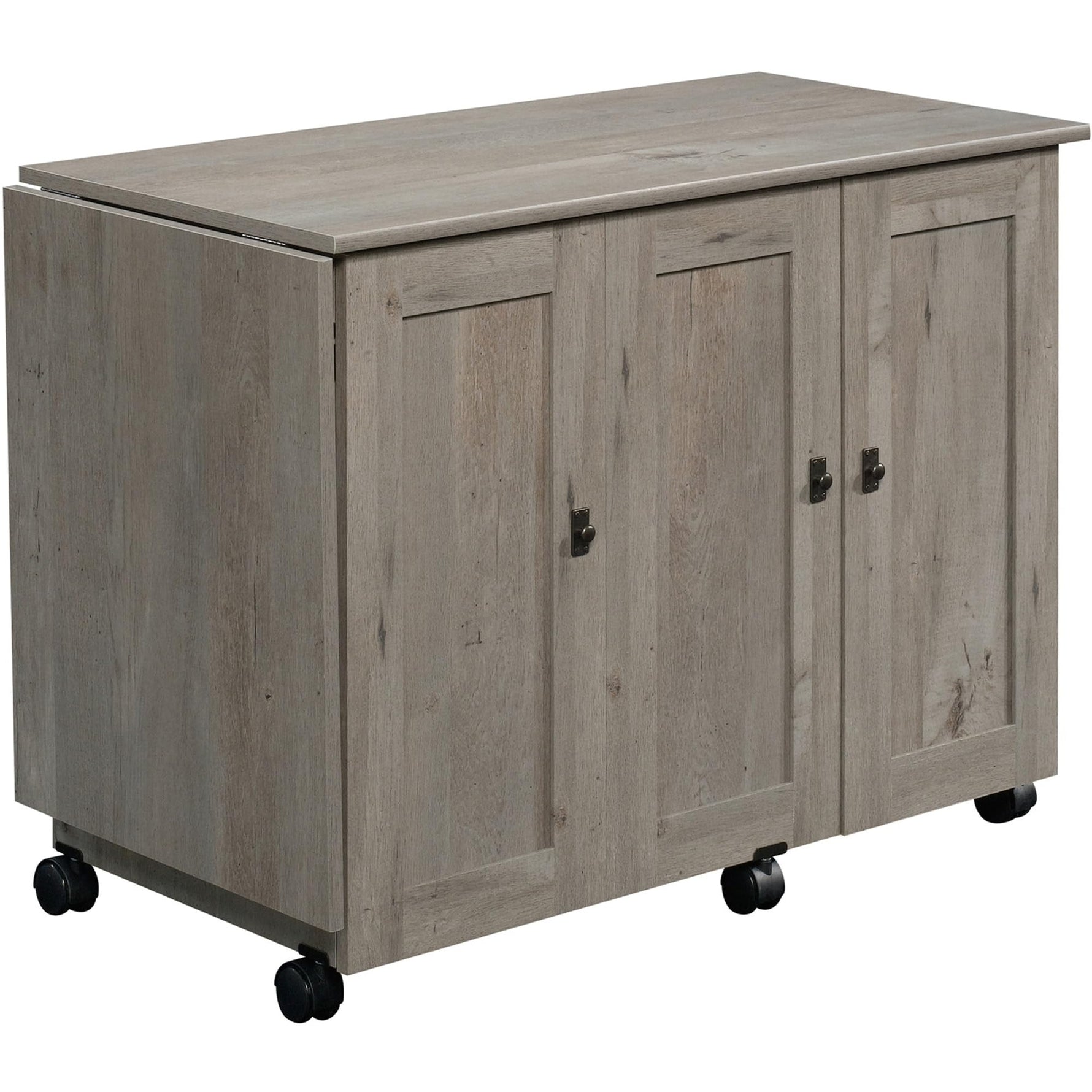 Sauder Miscellaneous Storage Easy Rolling Sewing and Craft Table/Cart/ Pantry cabinets, Cinnamon Cherry finish