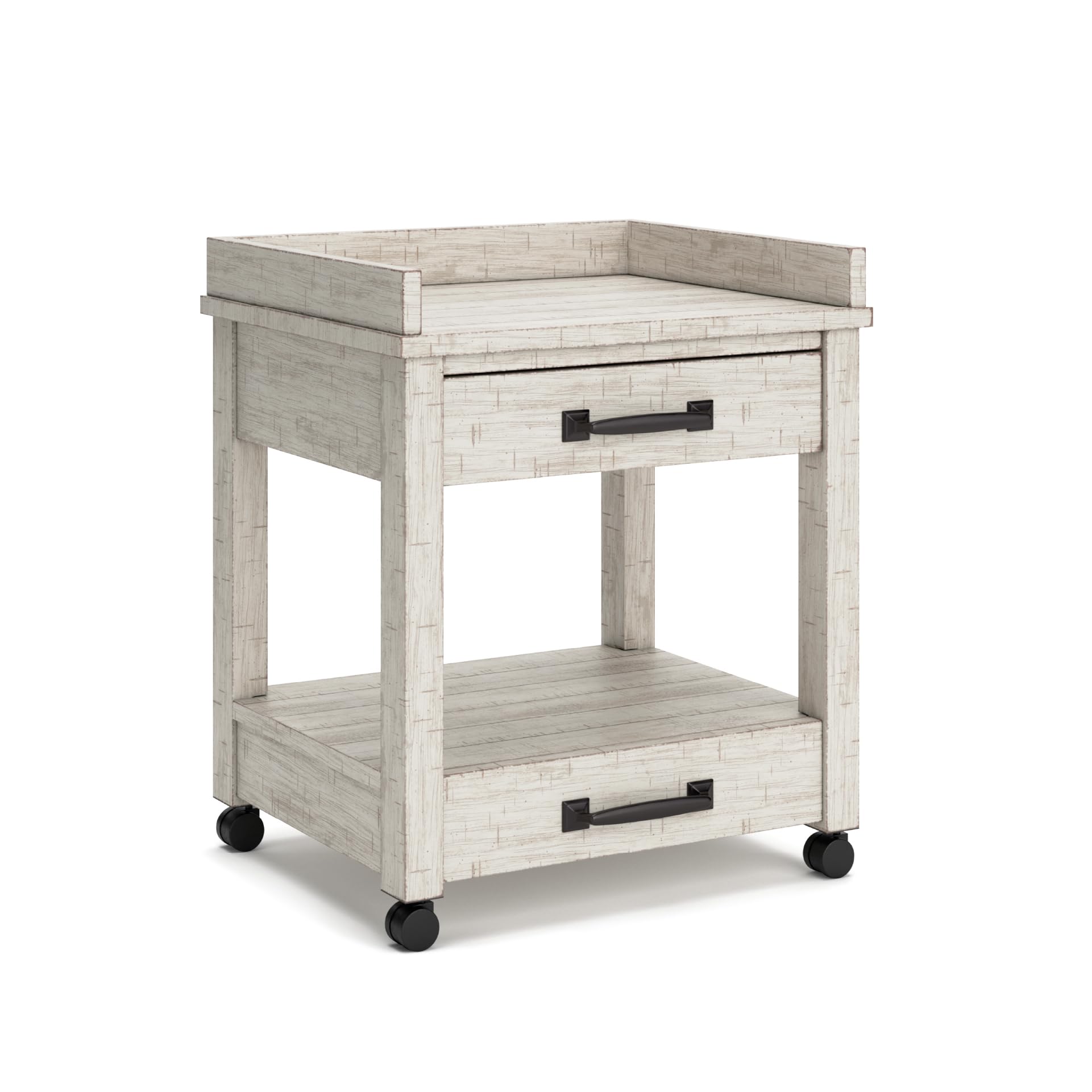 Signature Design by Ashley Baldridge Office Printer Stand, Storage, Electrical Outlets, USB Charing Ports, Wood, 21" W x 18" D x 24.63" H, Brown