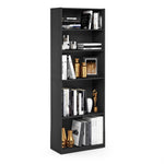 Furinno Jaya Book Shelf, 5-Tier Bookshelf, Bookcase with Adjustable Shelves, 9.5 x 24.5 x 71.2, for Organization and Storage, for Living Room, Bedroom, Home Office, Blackwood