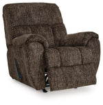 Signature Design by Ashley Skymaker Modern Faux Leather Manual Rocker Recliner with Track Arms, Dark Brown