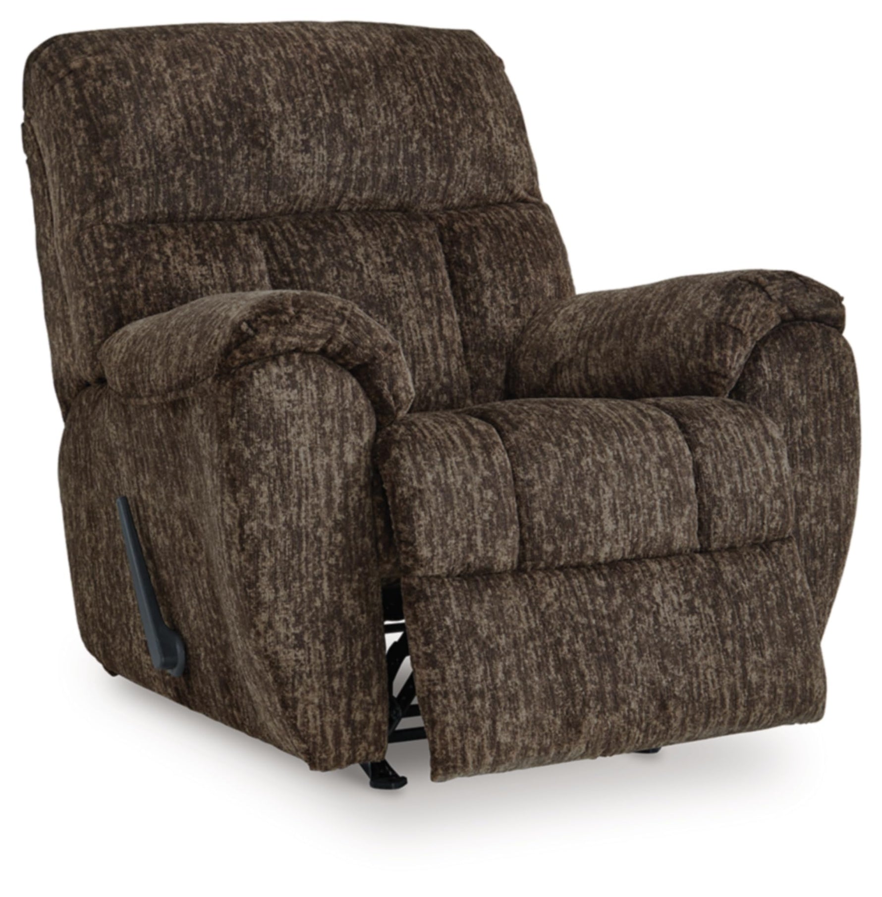 Signature Design by Ashley Skymaker Modern Faux Leather Manual Rocker Recliner with Track Arms, Dark Brown