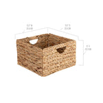 Seville Classics Premium Natural Handwoven Portable Laundry Bin Basket with Carrying Handles, Household Storage for Clothes, Linens, Sheets, Natural Water Hyacinth and Gray Rope, 3 Piece Set