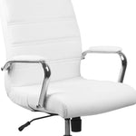 Flash Furniture Whitney Mid-Back Swivel LeatherSoft Desk Chair with Wheels, Padded Seat and Armrests, Adjustable Height Padded Office Chair, Black