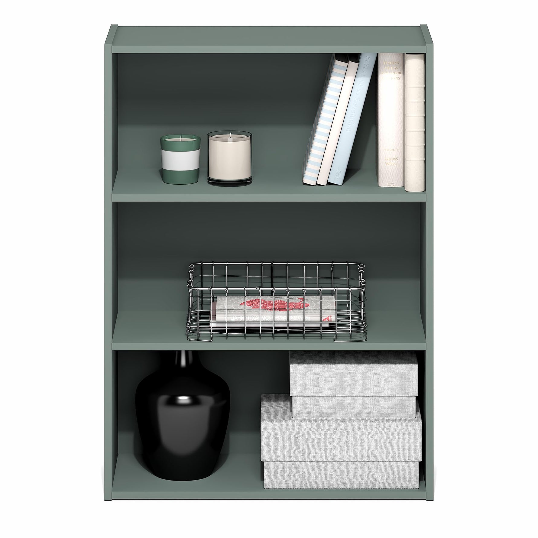 Furinno PASIR Book Shelf, 3-Tier Bookshelf, Storage Shelves Bookcase, 9.7 x 23.7 x 31.5, for Living Room, Bedroom, Home Office, Plain White