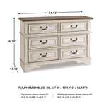 Signature Design By Ashley Realyn French Country Youth 6 Drawer Dresser, Chipped White & Brown
