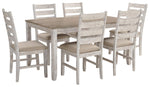 Signature Design by Ashley Caitbrook Rustic 7-Piece Dining Set – Rectangular Table with 6 X-Back Upholstered Chairs, Gray