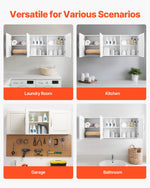 VEVOR Laundry Room Wall Cabinet, 2-Tier Wall Mounted Hanging Cabinet with Adjustable Shelf, Cupboard Storage with 2 Doors, for Kitchen, Bathroom, Laundry, 11.8 x 23.6 x 23.6 in (D x W x H), White