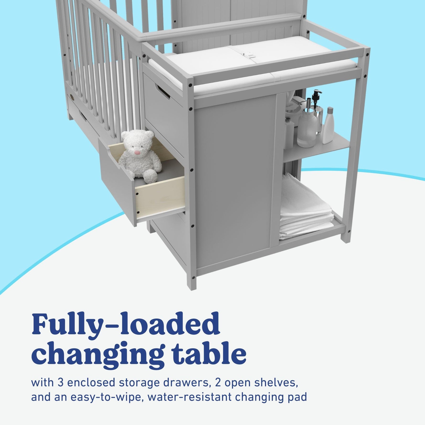 Graco Hadley 5-in-1 Convertible Crib with Drawer – GREENGUARD Gold Certified, Fits Standard Crib Mattress, Converts to Toddler Bed, Daybed and Full Bed, 4 Adjustable Mattress Heights (White)