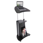 Techni Mobili Sit-to-Stand Rolling Adjustable Height Laptop Cart with Storage, Graphite, 22 x 16 x 46