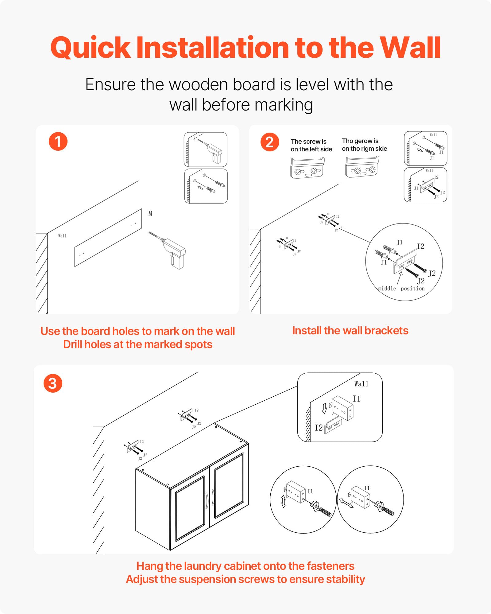VEVOR Laundry Room Wall Cabinet, 2-Tier Wall Mounted Hanging Cabinet with Adjustable Shelf, Cupboard Storage with 2 Doors, for Kitchen, Bathroom, Laundry, 11.8 x 23.6 x 23.6 in (D x W x H), White