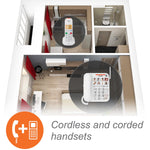 VTech SN5147 Amplified Corded/Cordless Senior Phone with Answering Machine, Big Buttons, 90dB Extra-Loud Ringer, 50dB Audio Assist, Call Blocker