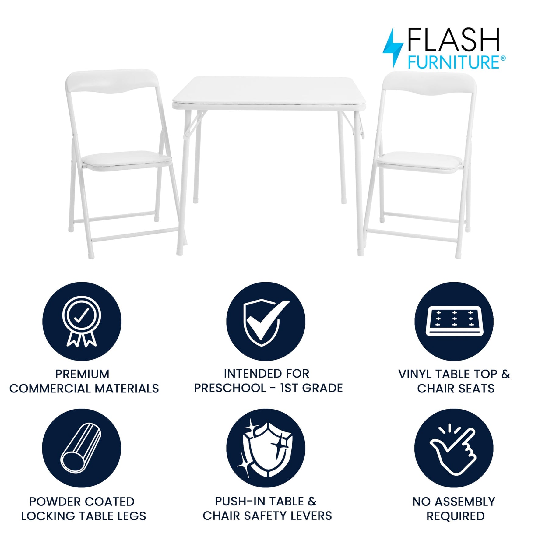 Flash Furniture Mindy Kids 5-Piece set Folding Square Table and Chairs Set for Daycare and Classrooms, Children's Activity Table and Chairs Set, Multicolor