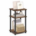 Furinno JUST Side Table, 3-Tier End Table, Open Shelves Night Stand, Bedside Table, Toolless Assembly, for Living Room, Bedroom, Bathroom, Columbia Walnut