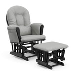 Storkcraft Premium Hoop Glider & Ottoman (Espresso with Beige) — GREENGUARD Gold Certified, Solid Wood Craftsmanship, Convenient Storage Pockets, Glider Rocking Chair for Nursery, Multi-Award-Winning
