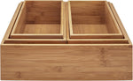 Seville Classics Bamboo Wood Storage Bins Organizer Boxes for Kitchen Counter, Pantry, Closet, Office Bedroom, Makeup, Bathroom, Nursery, K Cup, 5 Piece 3-Size (1 XL, 2L, 2M) Shelf Bin Set, Bamboo
