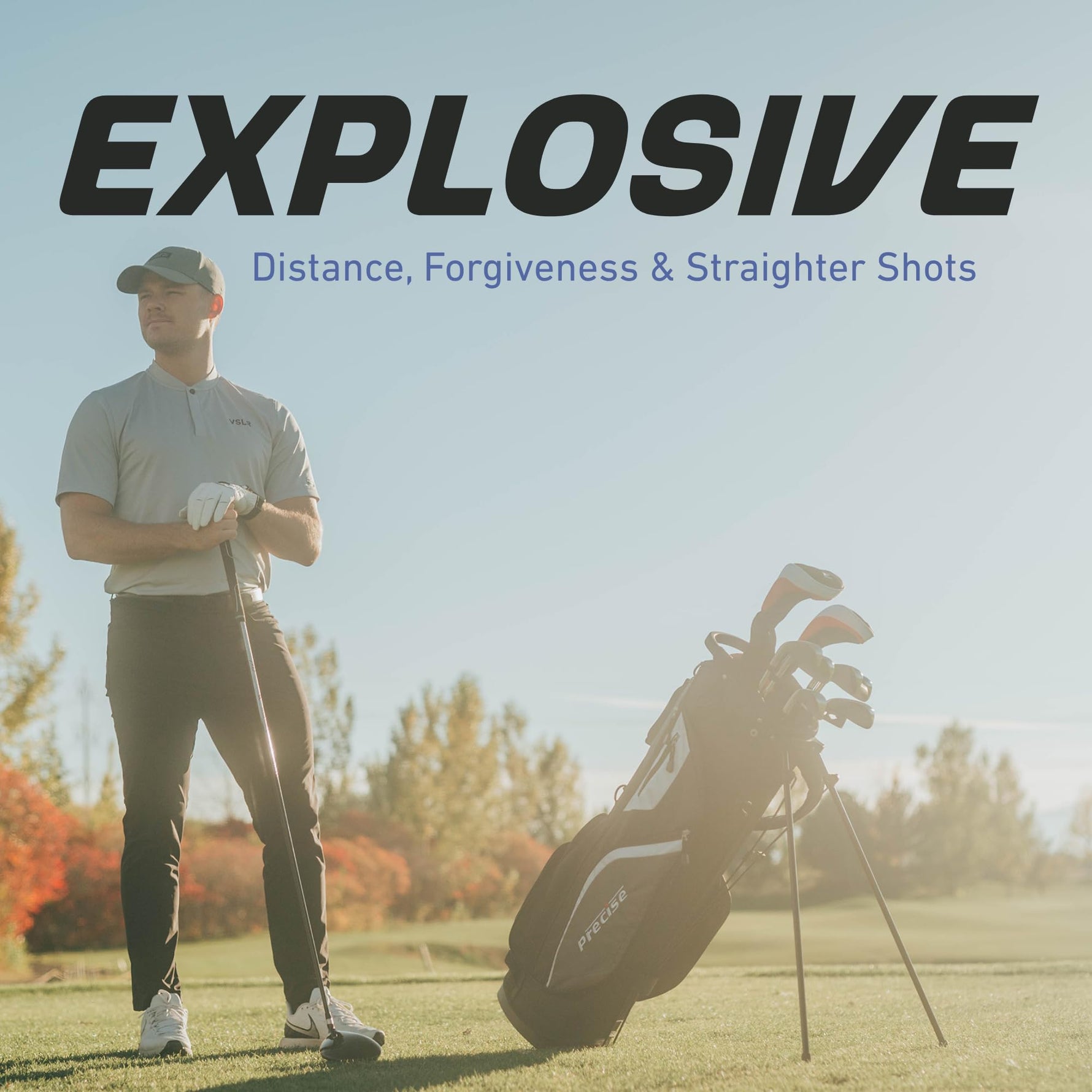 Precise M5 Men's Golf Set – 460cc Driver, Fairway Wood, Hybrid, 5-PW Irons, Putter & Stand Bag | Complete 14-Piece Golf Club Set - Right Hand Regular Size