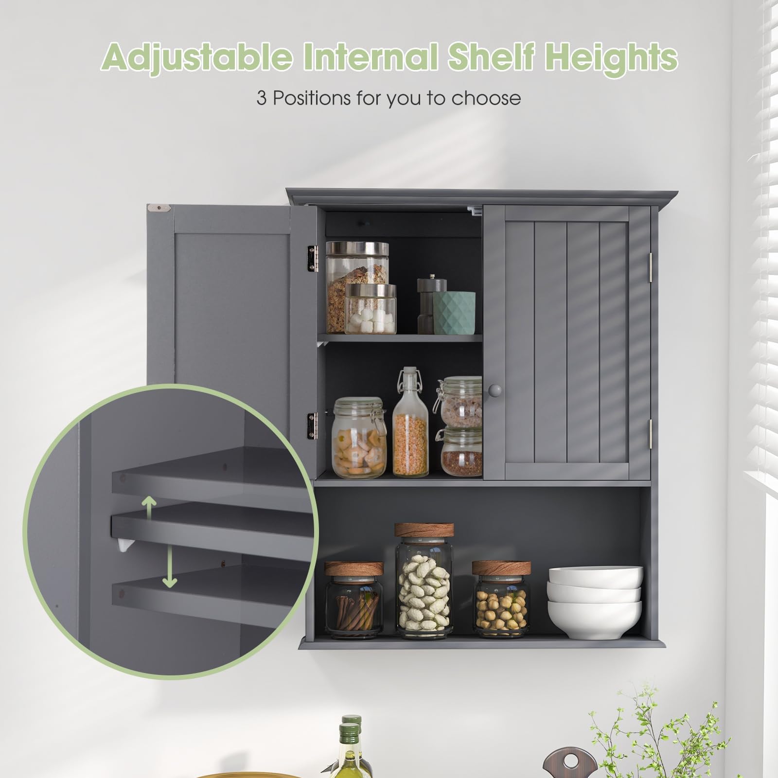 28" H x 23.5" W Wall Mount Medicine Cabinets with Adjustable Shelf and 2-Door for Bathroom Laundry Living Room