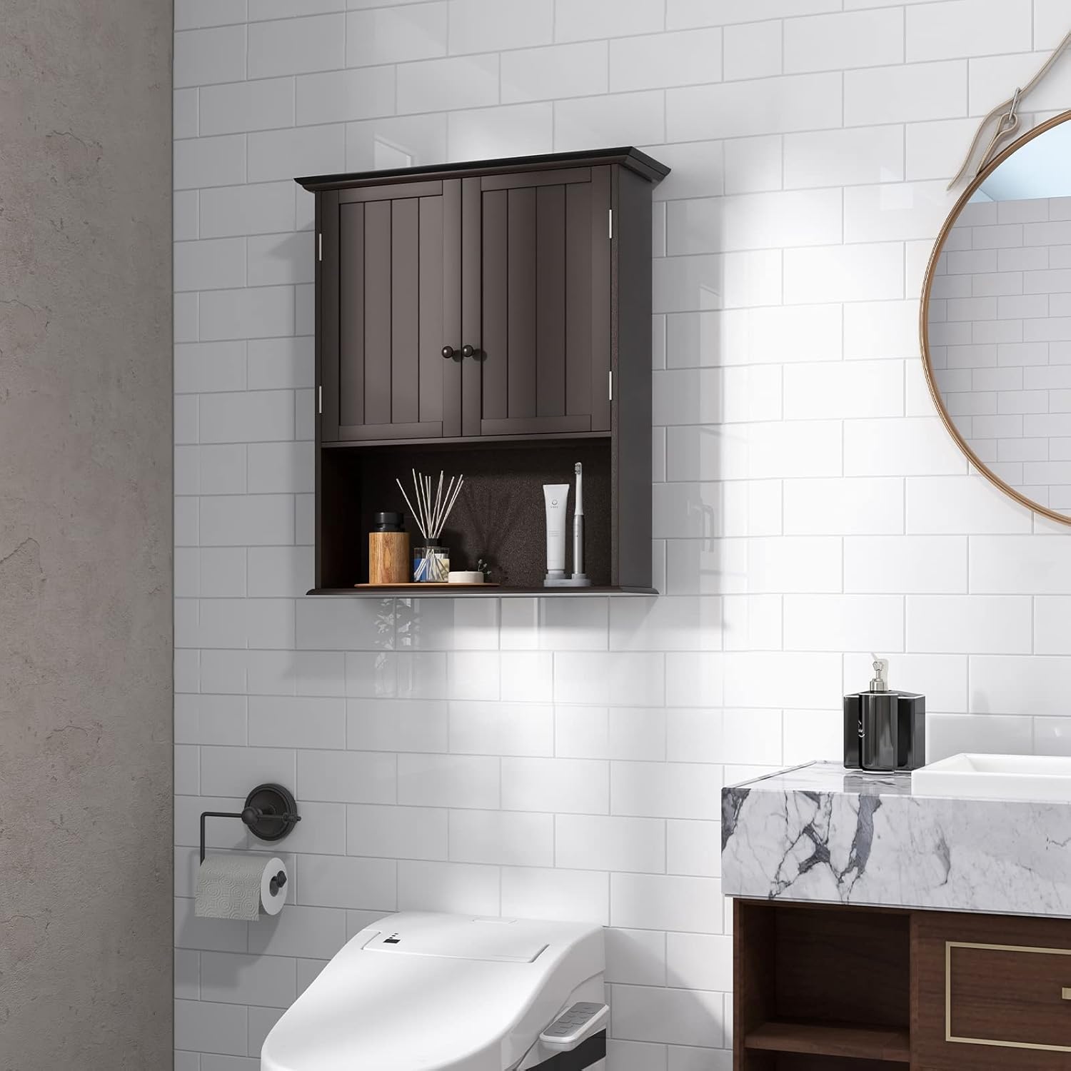28" H x 23.5" W Wall Mount Medicine Cabinets with Adjustable Shelf and 2-Door for Bathroom Laundry Living Room