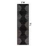 Rugshop Bohemian Stripe Stain Resistant Carpet High Traffic for Hallway Entryway Living Room Kitchen Bedroom Laundry Runner Rug 2' x 7' Black