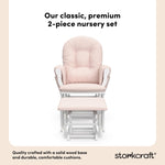 Storkcraft Premium Hoop Glider & Ottoman (Espresso with Beige) — GREENGUARD Gold Certified, Solid Wood Craftsmanship, Convenient Storage Pockets, Glider Rocking Chair for Nursery, Multi-Award-Winning