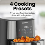 Chefman Air Fryer 8 Qt | TurboFry® 4-in-1 with 450°F Hi-Fry Option for Crispier Results | Bake, Dehydrate, Frozen | XL Nonstick Dishwasher-Safe Basket | Stainless Steel