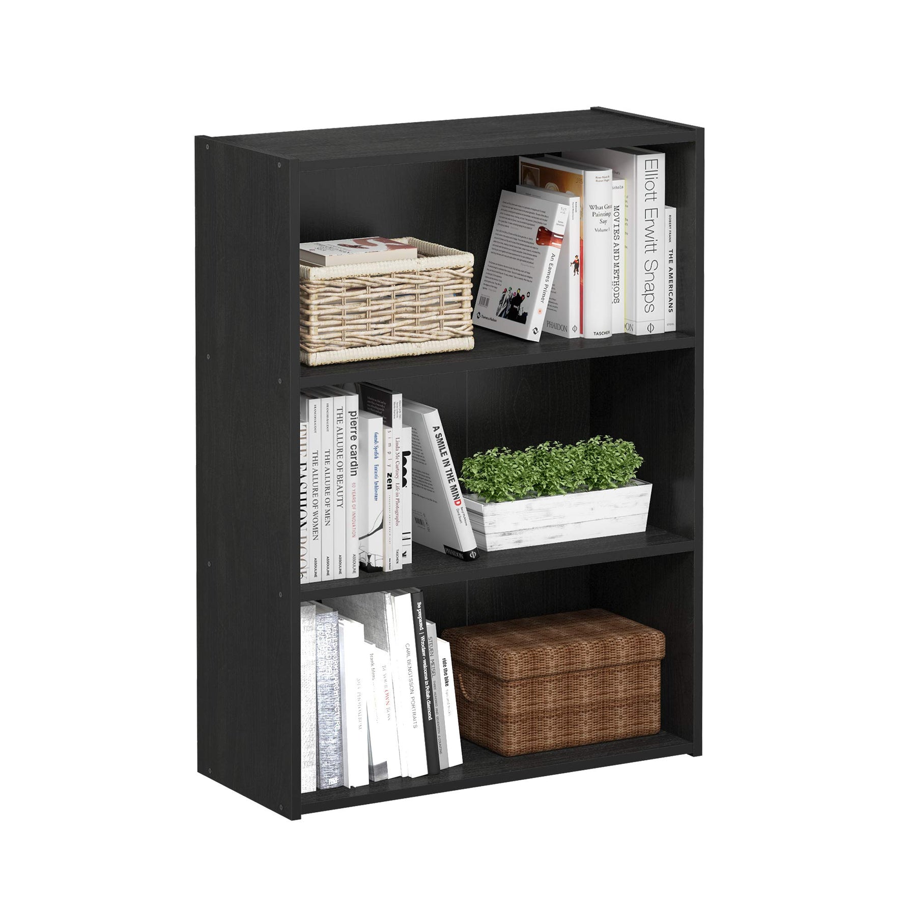 Furinno PASIR Book Shelf, 3-Tier Bookshelf, Storage Shelves Bookcase, 9.7 x 23.7 x 31.5, for Living Room, Bedroom, Home Office, Plain White
