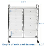 Seville Classics Rolling Utility Organizer Storage Cart , for Home Office, School, Classroom, Scrapbook, Hobby, Craft, 15 Drawer, Black
