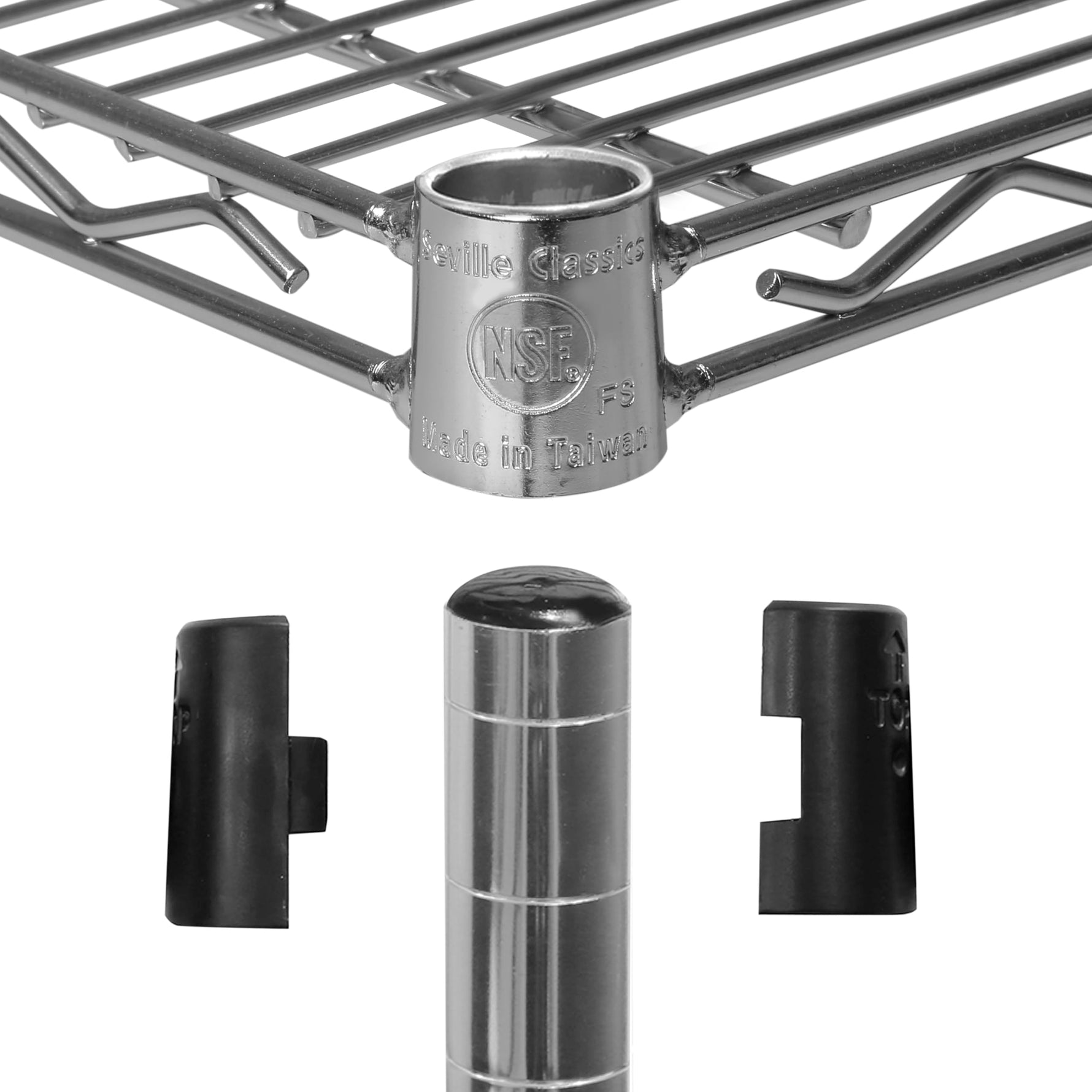 UltraDurable 5-Tier NSF Steel Wire Shelving, 48"W x 24"D x 76"H, Black | Heavy-duty commercial-grade solid steel wire storage rack featuring 800 pounds per shelf weight capacity