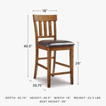 Signature Design by Ashley Haddigan Upholstered Barstool, 2 Count, Slat Back Design, Cushioned Seat, Wood, 25.5" H, Dark Brown